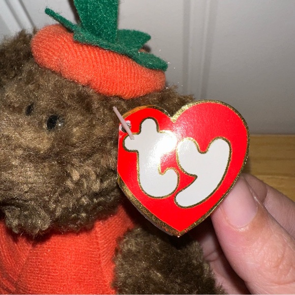 Ty Trick or Treat Peter pumpkin Halloween beanie baby plush bear 1993 - Picture 3 of 12